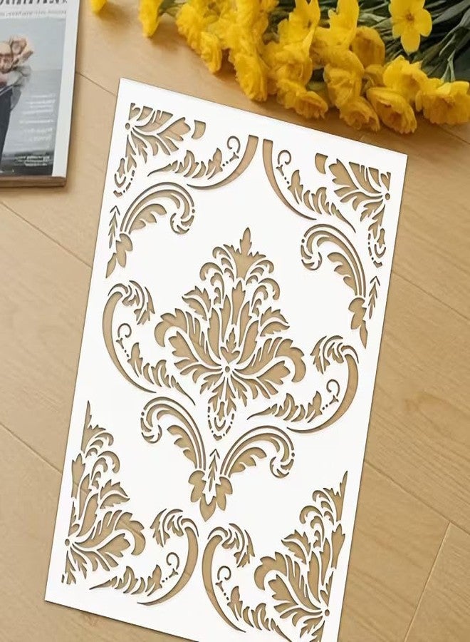 Cliths Extra Large Damask Floral Stencil - Reusable PET Template for Wall, Floor, Tile Fabric Painting, Decorative Motif for Home Décor (11x8.27IN - Image 4